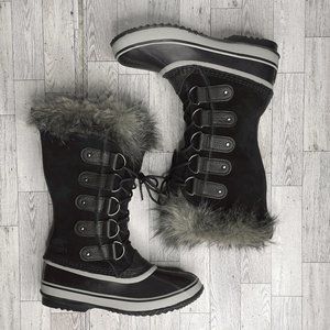 SOREL Joan Of Arc Boot size 8 Faux Fur BLACK
